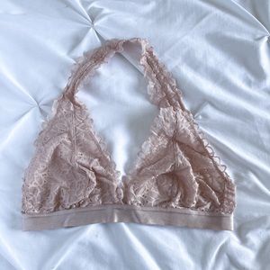 NWOT Pink Lace Halter Bralette